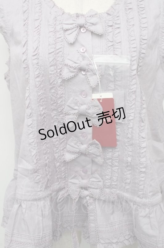 画像3: PINK HOUSE / リボンいっぱいノースリーブブラウス  ラベンダー S-26-04-20-1060-LO-BL-HR-ZS (3)