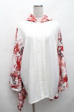 画像1: NieR Clothing / 着物風袖ブロッキングホワイトシャツ【彼岸花】 F 白×赤 S-26-04-20-017-0-TO-TE-ZS (1)