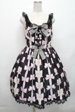 画像1: Angelic Pretty / Jewelry Ribbon Princessジャンパースカート  黒 S-26-04-20-025-AP-OP-AS-ZS (1)