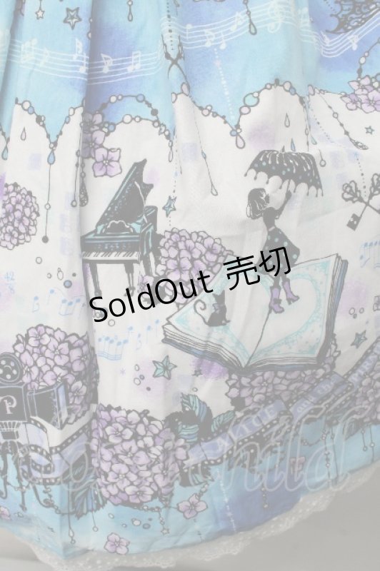 画像4: ALICE and the PIRATES / 水彩の恋空と雨音のしらべ柄ワンピース  ブルー S-26-04-21-041-PA-OP-AS-ZS (4)