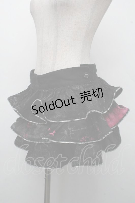 画像3: h.Jelly HONEY / 蝶刺 ジャガードスカート  黒ｘピンク S-26-04-21-055-HN-SK-HR-ZS (3)