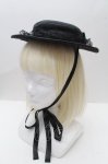 画像1: m petit by misako / リボンストローハット  黒 S-26-04-21-002-0-AC-AS-ZS (1)