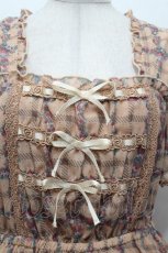 画像4: axes femme / チェックｘ花柄シフォンワンピース  ベージュ S-26-04-24-032-AX-OP-HR-ZS (4)