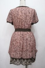 画像2: axes femme / ローズリーフ柄シルエットワンピース  アワピンク S-26-04-24-040-AX-OP-HR-ZS (2)