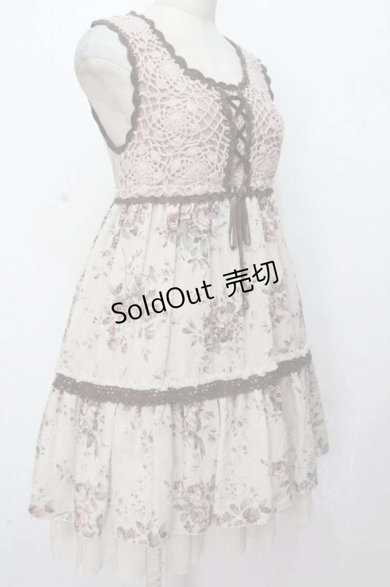 画像3: axes femme / かぎ針花柄チュニック  ピンクｘオフ S-26-04-24-041-AX-OP-HR-ZS (3)