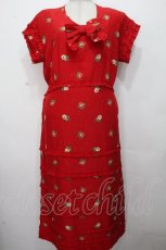 画像1: PINK HOUSE / フリルボーダー花柄ワンピース  赤 S-26-04-24-043-LO-OP-HR-ZS (1)