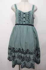 画像1: axes femme / 裾刺繍綿ワンピース  グリーン S-26-04-24-047-AX-TO-HR-ZS (1)