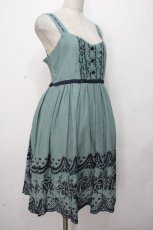 画像3: axes femme / 裾刺繍綿ワンピース  グリーン S-26-04-24-047-AX-TO-HR-ZS (3)