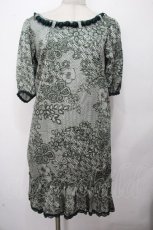 画像1: axes femme / プリントサテンワンピース  グリーン S-26-04-24-048-AX-OP-HR-ZS (1)