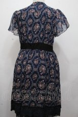 画像2: axes femme / バラオーナメントフレームワンピース  紺 S-26-04-24-051-AX-OP-HR-ZS (2)