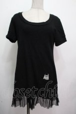 画像1: PEACE NOW / 刺 入り裾チュール半袖カットソー  黒 S-26-04-24-052-PU-TO-HR-ZS (1)