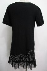 画像2: PEACE NOW / 刺 入り裾チュール半袖カットソー  黒 S-26-04-24-052-PU-TO-HR-ZS (2)