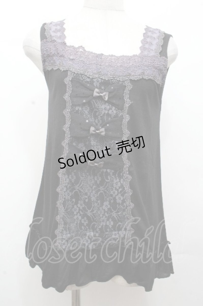 画像1: axes femme / /3つリボンタンクトップ  黒 S-26-04-24-006-AX-TO-HR-ZS (1)