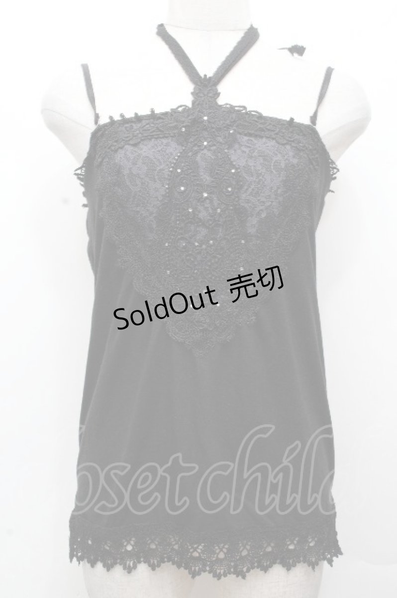 画像1: axes femme / モチーフレース使いホルターキャミソール  黒 S-26-04-24-008-AX-TO-AS-ZS (1)