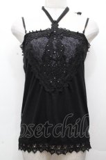 画像1: axes femme / モチーフレース使いホルターキャミソール  黒 S-26-04-24-008-AX-TO-AS-ZS (1)
