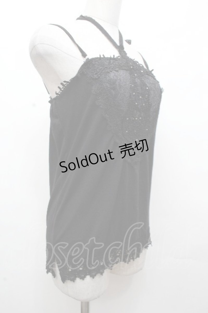 画像3: axes femme / モチーフレース使いホルターキャミソール  黒 S-26-04-24-008-AX-TO-AS-ZS (3)