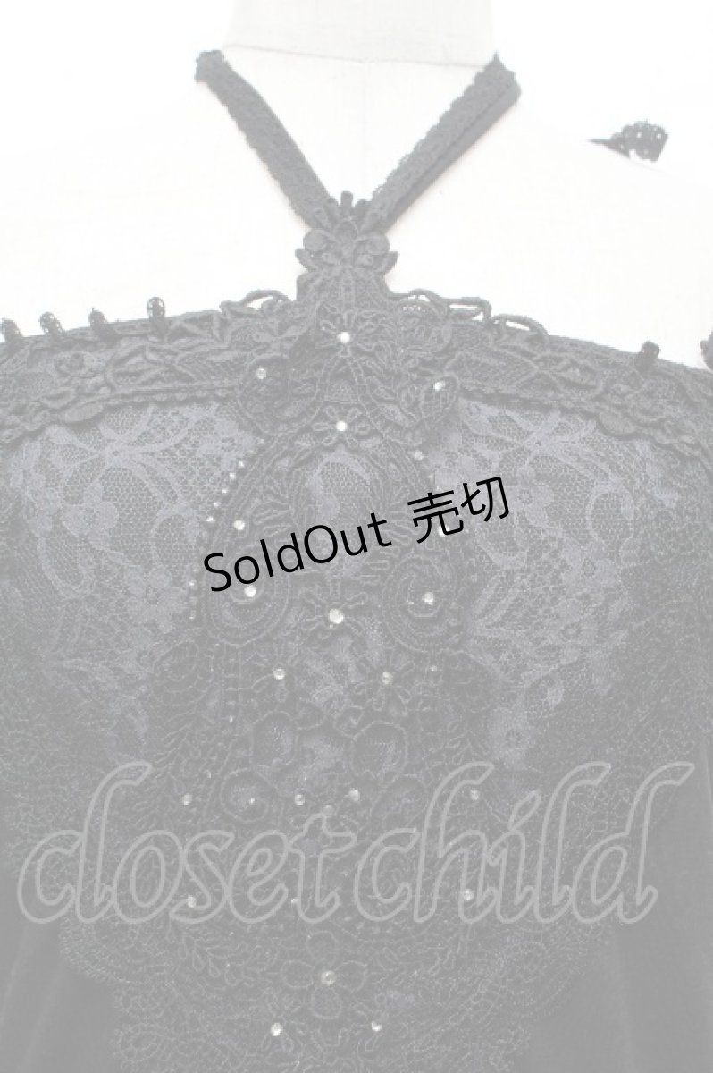 画像4: axes femme / モチーフレース使いホルターキャミソール  黒 S-26-04-24-008-AX-TO-AS-ZS (4)