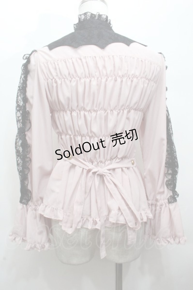 画像2: metamorphose / コウモリ付け襟シャーリングブラウス 1 ピンク S-26-04-24-020-ME-BL-HR-ZS (2)