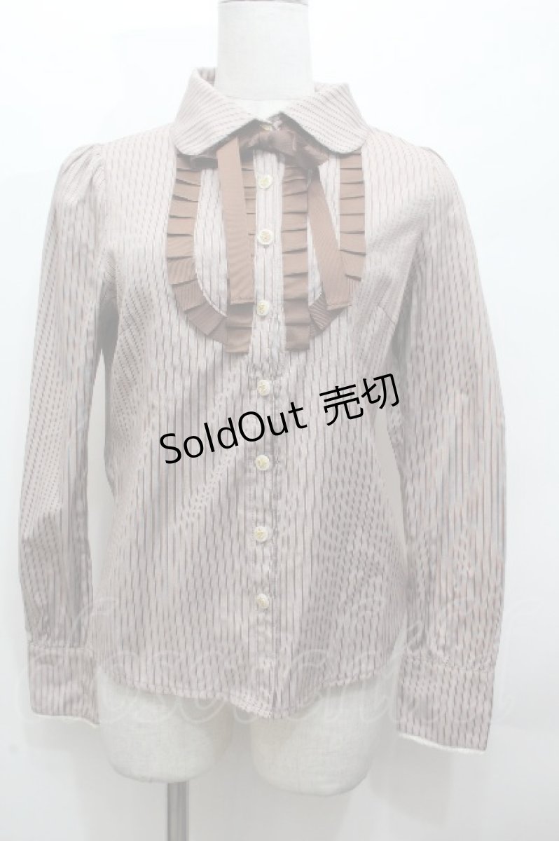 画像1: Blue rouge / ストライプブラウス  ブラウン S-26-04-24-021-CA-TO-AS-ZS (1)