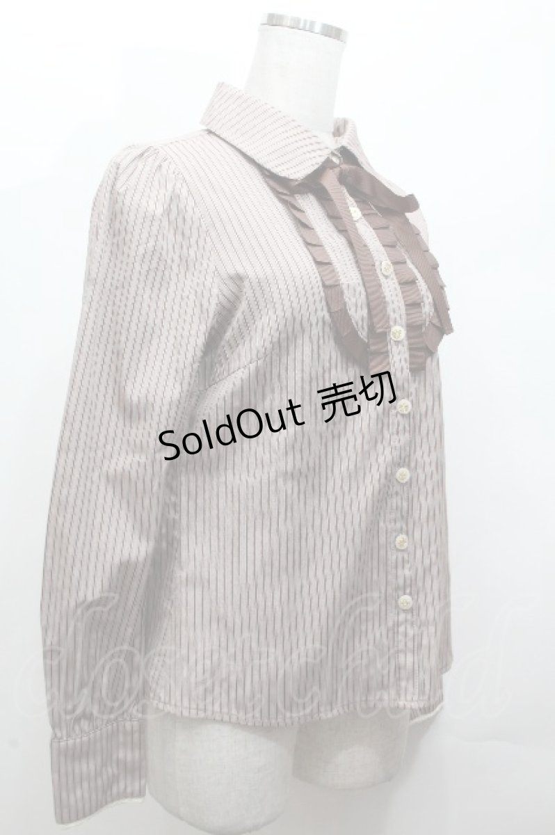 画像3: Blue rouge / ストライプブラウス  ブラウン S-26-04-24-021-CA-TO-AS-ZS (3)