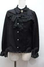 画像1: axes femme / リボン×ジャボブローチ付ブラウス M 黒 S-26-04-24-028-AX-BL-AS-ZS (1)