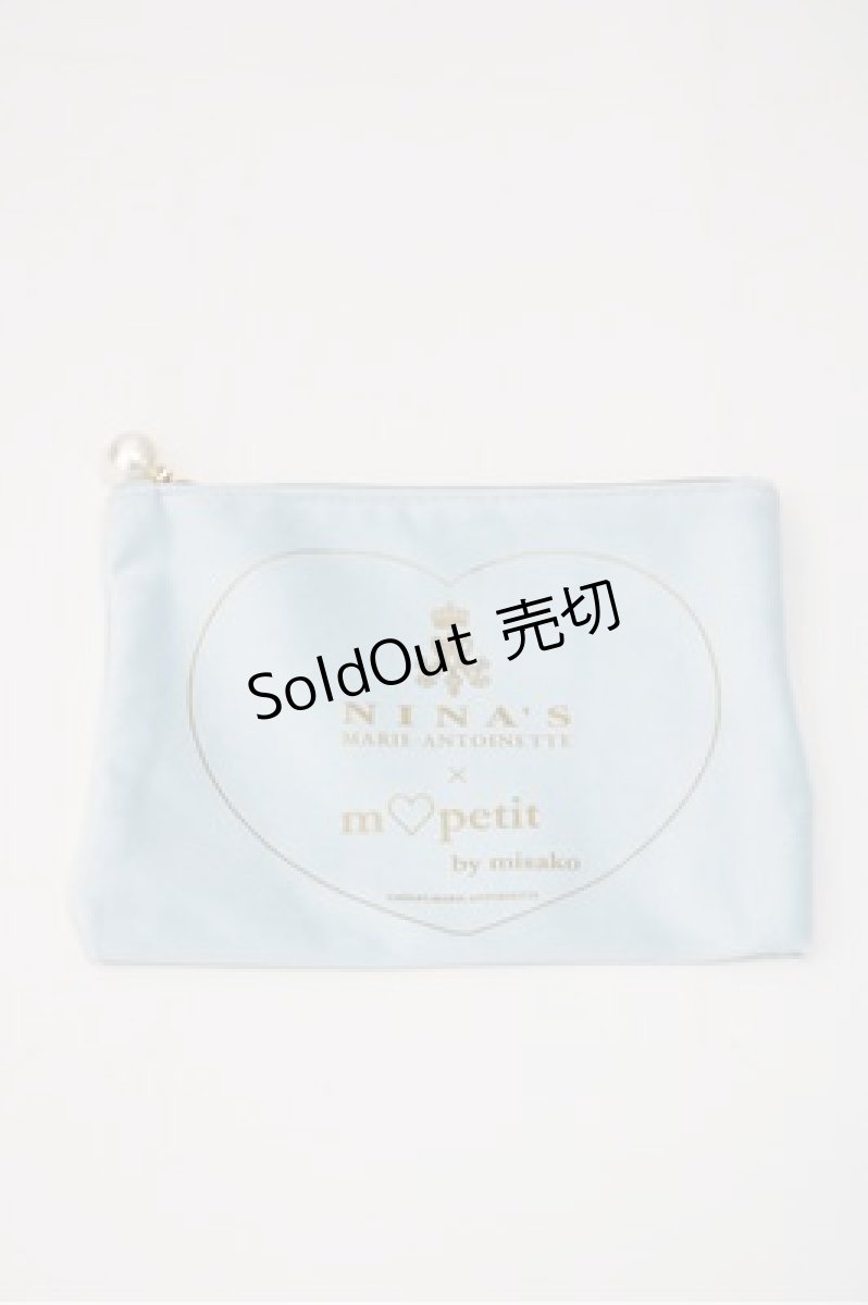 画像1: m petit by misako / AM*コウチャツキベロアポーチ（紅茶無し）  サックス S-26-04-25-001-LO-ZA-HR-ZS (1)