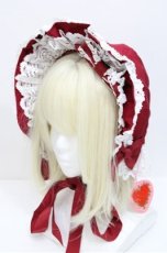 画像1: BABY,THE STARS SHINE BRIGHT / トーションレースのフルボンネット(2021)  エンジ S-26-04-25-047-BA-AC-HR-ZS (1)