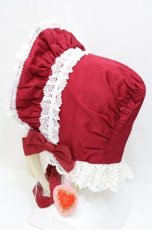 画像3: BABY,THE STARS SHINE BRIGHT / トーションレースのフルボンネット(2021)  エンジ S-26-04-25-047-BA-AC-HR-ZS (3)