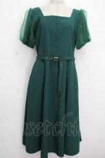 画像1: axes femme POETIQUE / パフ袖スクエアネックワンピース  グリーン S-26-04-25-1029-AX-OP-AS-ZS (1)