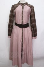 画像1: axes femme POETIQUE / チェックバイカラーワンピース  ピンク S-26-04-25-1031-AX-OP-SZ-ZS (1)