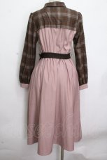 画像2: axes femme POETIQUE / チェックバイカラーワンピース  ピンク S-26-04-25-1031-AX-OP-SZ-ZS (2)
