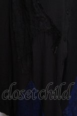 画像5: DARK RED  RUM / 襟鱗デザインレース切替シャツ  黒ｘ青 S-26-04-25-1040-HN-BL-HR-ZS (5)