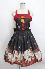 画像1: axes femme kawaii / 彼岸の白狐会柄ジャンスカ M 黒 S-26-04-25-1012-AX-OP-SZ-ZS (1)