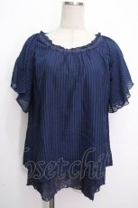 画像1: axes femme / 袖リボンフレアブラウス  紺 S-26-04-26-037-AX-BL-HR-ZS (1)