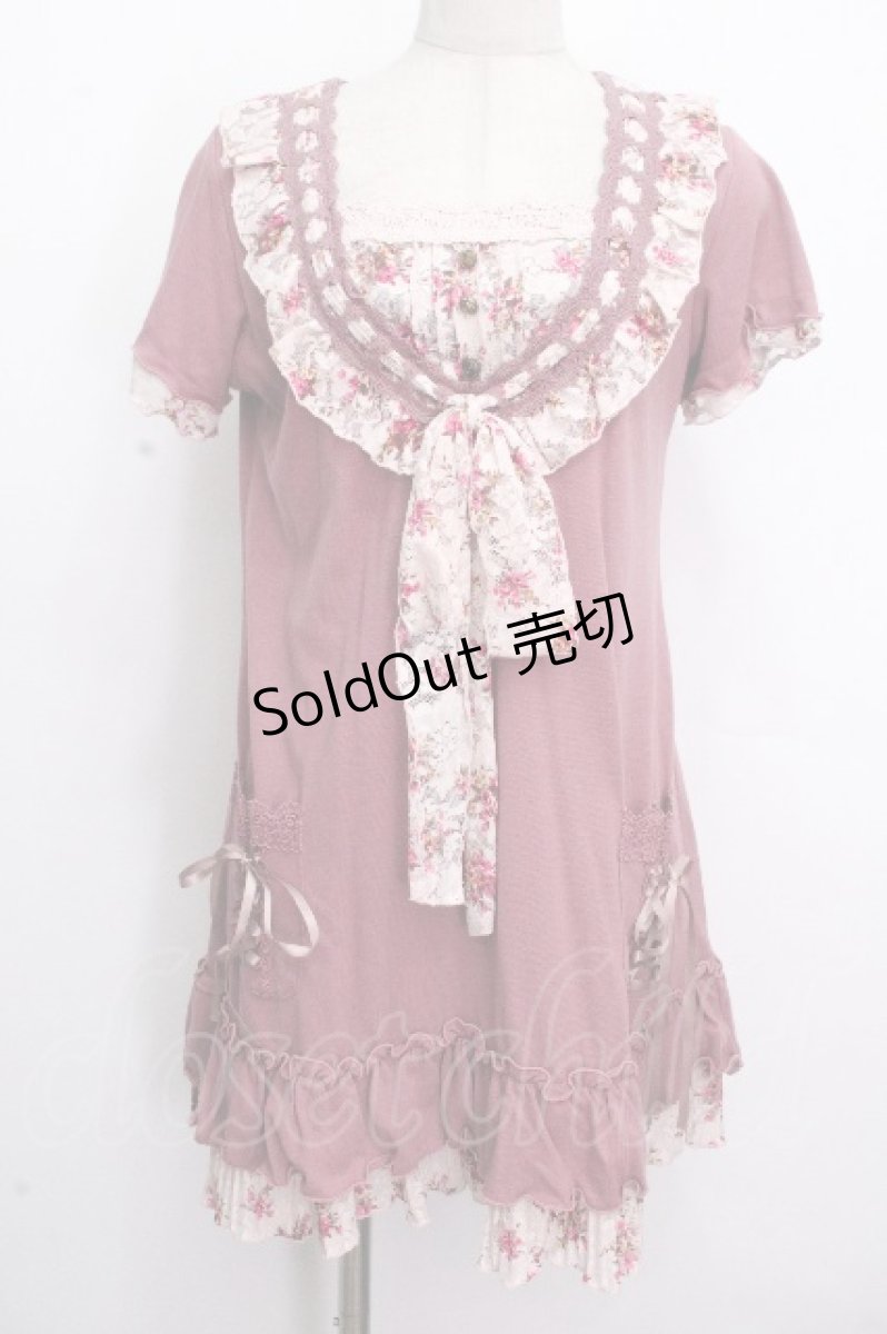 画像1: axes femme / 花柄レースブロッキングチュニ  ピンク S-26-04-26-041-AX-OP-HR-ZS (1)