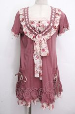 画像1: axes femme / 花柄レースブロッキングチュニ  ピンク S-26-04-26-041-AX-OP-HR-ZS (1)