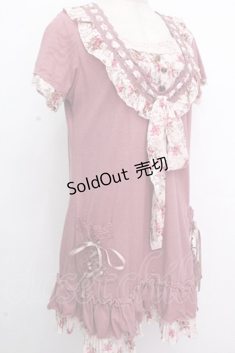画像3: axes femme / 花柄レースブロッキングチュニ  ピンク S-26-04-26-041-AX-OP-HR-ZS (3)