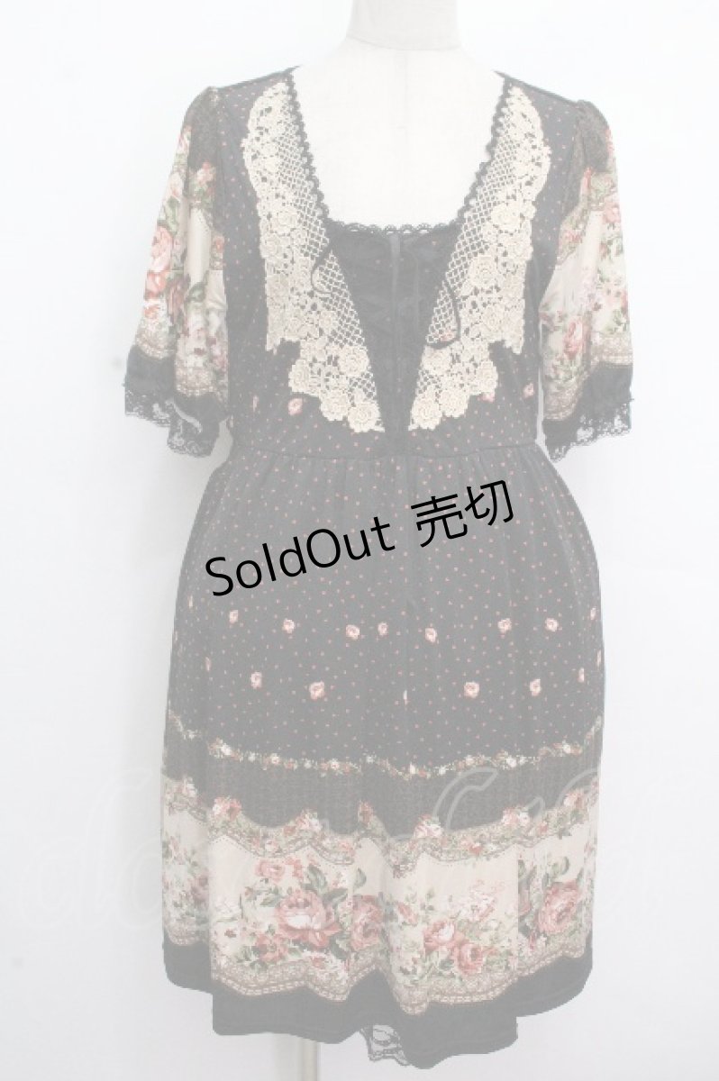 画像1: axes femme / 花ｘドットチュニック  黒 S-26-04-26-045-AX-TS-HR-ZS (1)