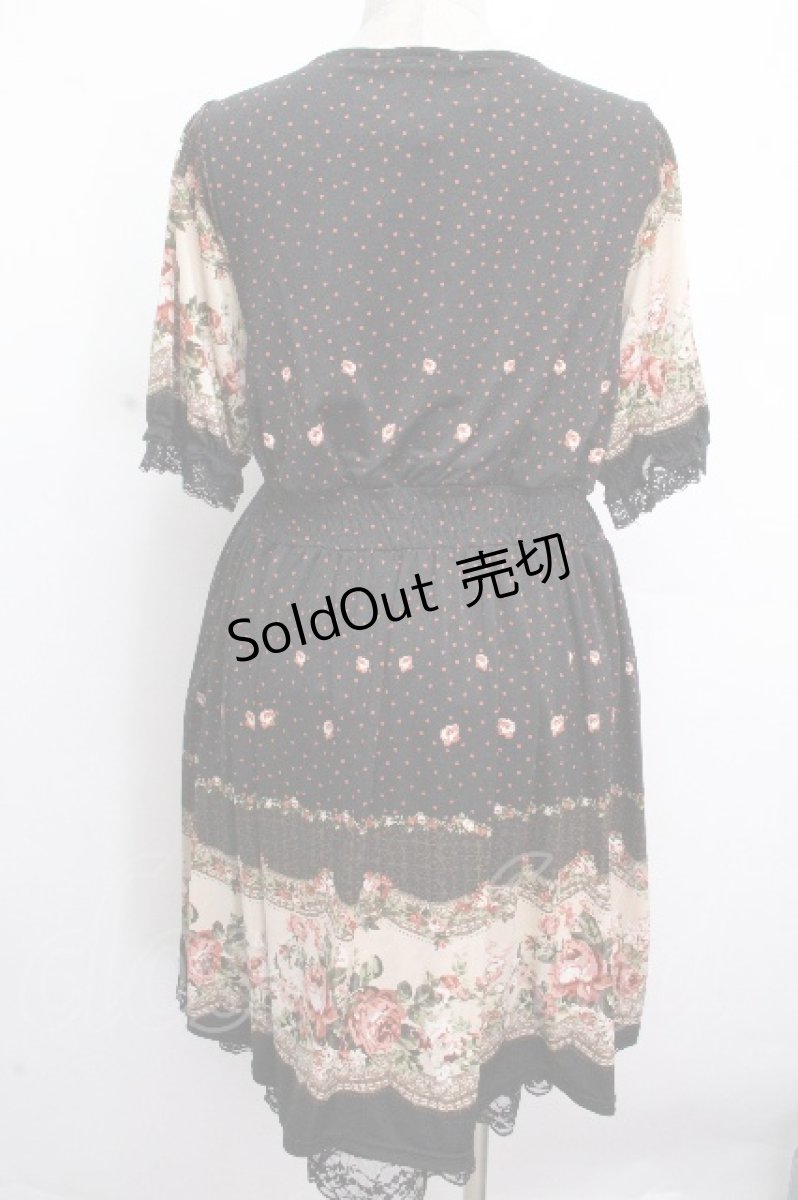 画像2: axes femme / 花ｘドットチュニック  黒 S-26-04-26-045-AX-TS-HR-ZS (2)