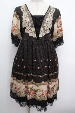 画像1: axes femme / 花ｘドットチュニック  黒 S-26-04-26-046-AX-TS-HR-ZS (1)