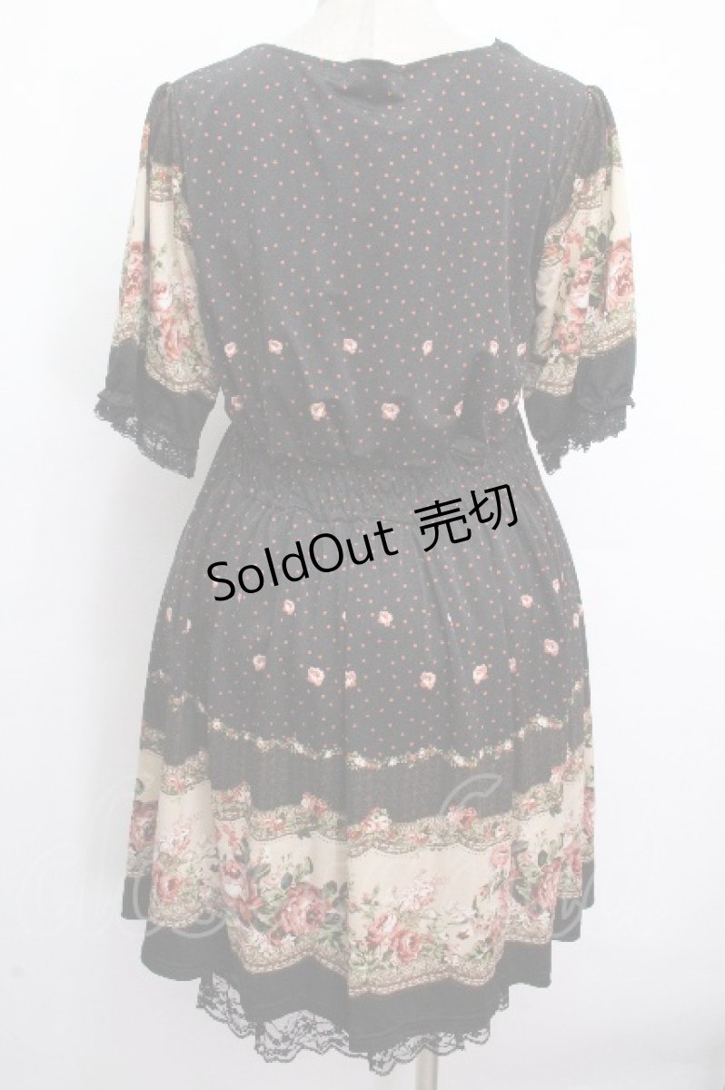 画像2: axes femme / 花ｘドットチュニック  黒 S-26-04-26-046-AX-TS-HR-ZS (2)