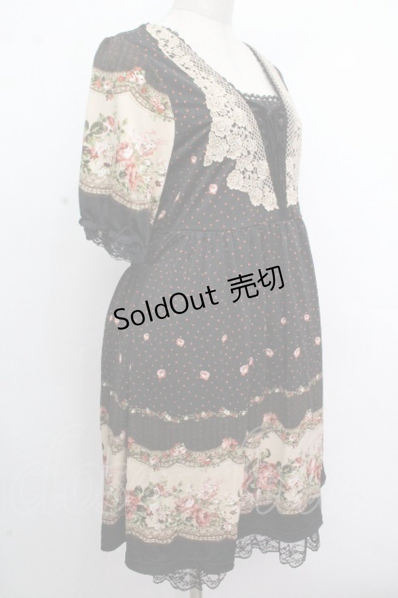 画像3: axes femme / 花ｘドットチュニック  黒 S-26-04-26-046-AX-TS-HR-ZS (3)