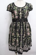 画像1: axes femme / レース配色ローズワンピース  黒 S-26-04-26-047-AX-OP-HR-ZS (1)