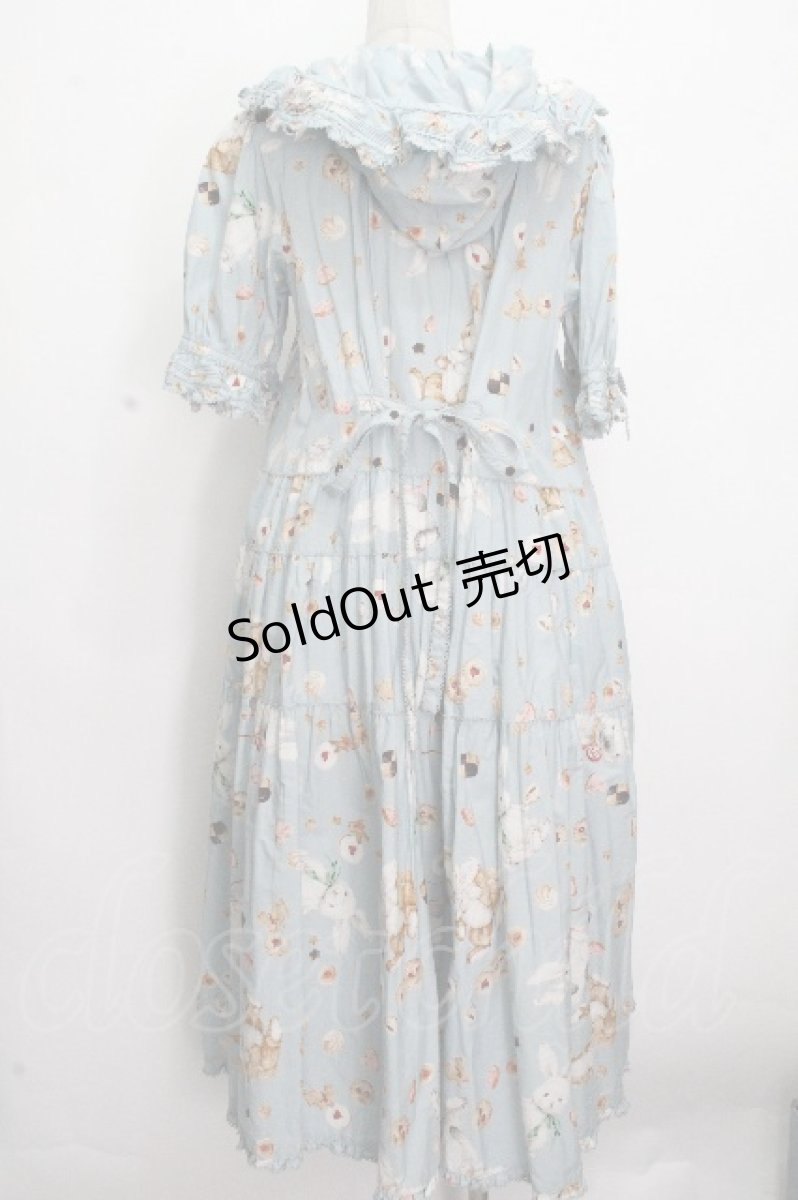 画像2: PINK HOUSE / クッキーラビッツプリントフード付きミディワンピース  サックス S-26-04-26-052-LO-OP-AS-ZS (2)