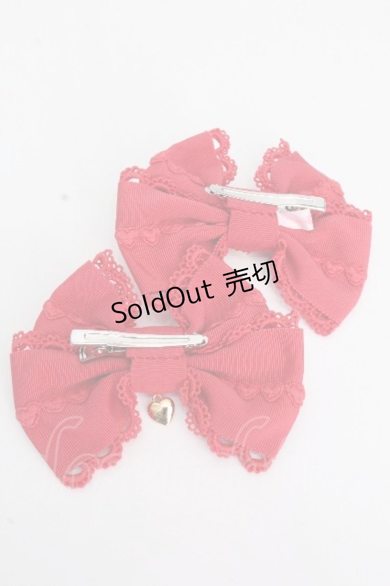 画像2: Angelic Pretty / ハートレースグログランリボンクリップSet  赤 S-26-04-26-008-AP-AC-HR-ZS (2)