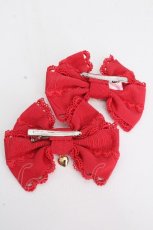 画像2: Angelic Pretty / ハートレースグログランリボンクリップSet  赤 S-26-04-26-008-AP-AC-HR-ZS (2)