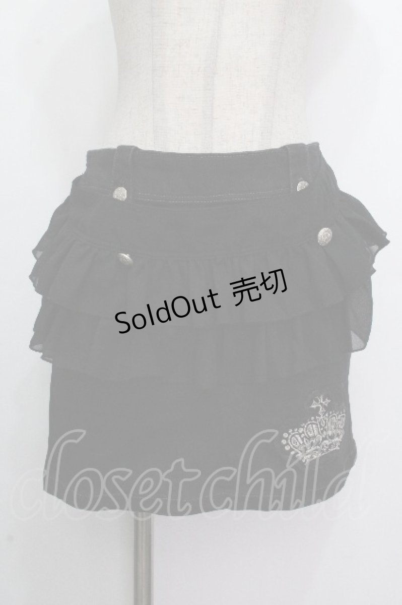 画像1: ALGONQUINS / シフォンフリル付きデニムスカート  黒 S-26-04-26-058-AL-SK-HR-ZS (1)