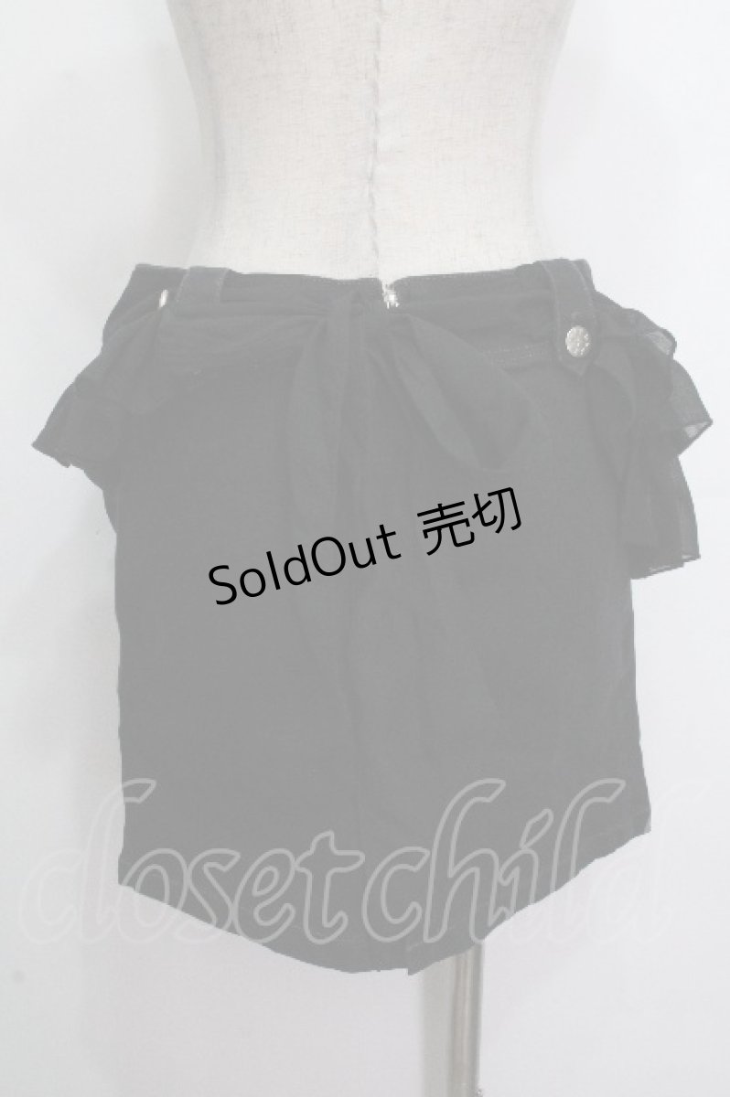 画像2: ALGONQUINS / シフォンフリル付きデニムスカート  黒 S-26-04-26-058-AL-SK-HR-ZS (2)