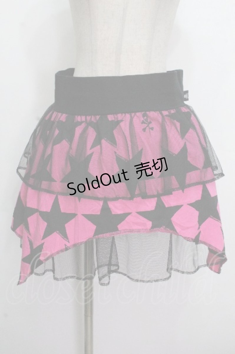 画像1: LOVER'S ROCK / 星柄チュールレイヤードスカート  黒ｘピンク S-26-04-26-061-PU-SK-HR-ZS (1)