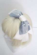 画像2: 中国ロリータ / リボンカチューシャ  サックスｘ白 S-26-04-26-018-LO-AC-HR-ZS (2)